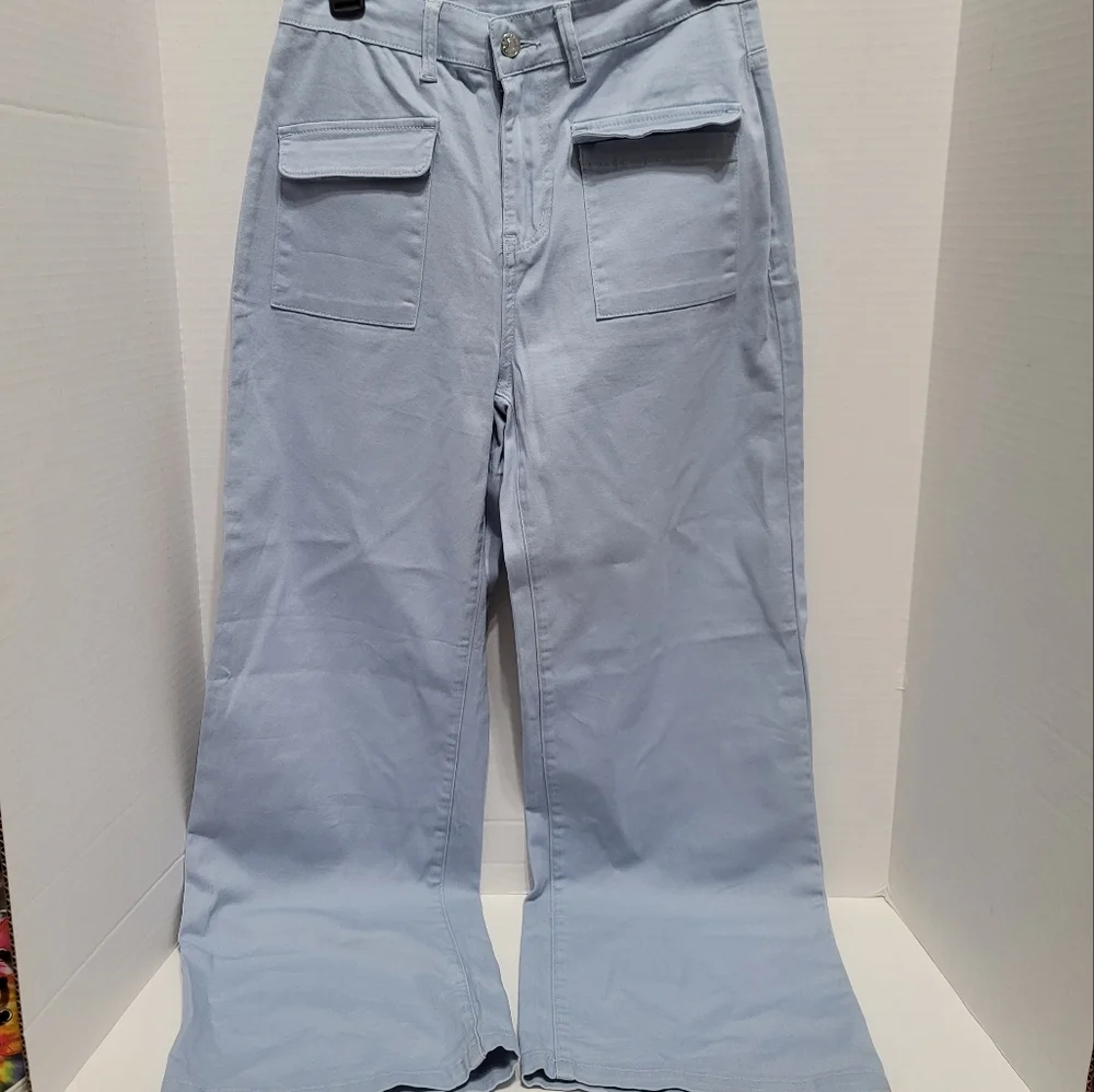 NWT Dokotoo Iceland Blue Wide Leg Women's Pants 27"Waist Size 4 - Picture 2 of 16